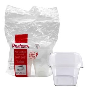 POTE QUAD C/TAMPA 250ML 20UN PRAFESTA