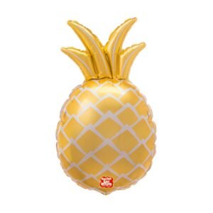 BALAO METAL 3D ABACAXI DOURADO 74CM SAO ROQUE