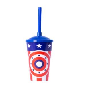 COPO FEST C/TAMPA E CANUDO CAP AMERICA 400ML TOYS