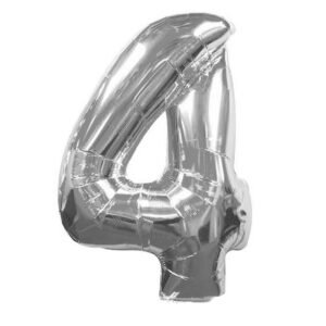 BALAO METALIZADO N.4 40CM PRATA BALAO MANIA