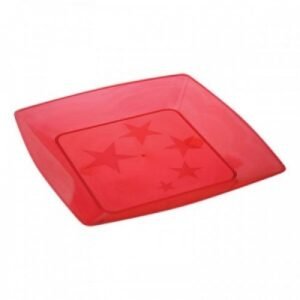 PRATO ACRILICO SQUARE GDE VERMELHO 10UN PLASTILANIA