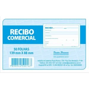 RECIBO COMERCIAL S/CANHOTO 50FL PAUTA BRANCA