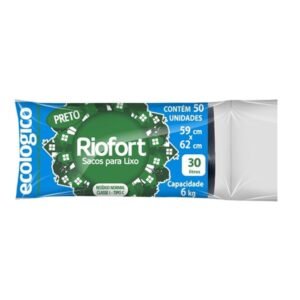 SACO PL LIXO PRETO 30LT 50UN RIOFORT