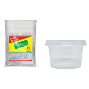POTE PL 250ML C/TAMPA 25UN RIOPLASTIC