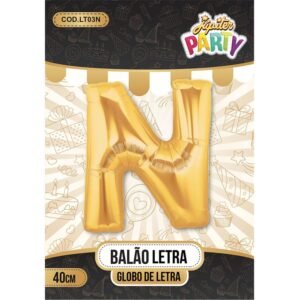 BALAO METALIZADO LETRA N DOURADO JUPITER