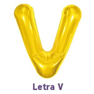 BALAO METAL LETRA V DOURADO 40CM MAKE+