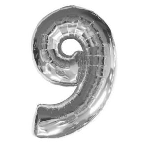 BALAO METALIZADO N.9 40CM PRATA