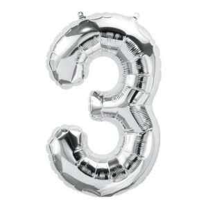 BALAO METAL N.3 75CM PRATA