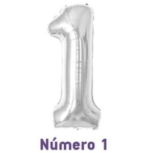 BALAO METAL N.1 PRATA 40CM MAKE++
