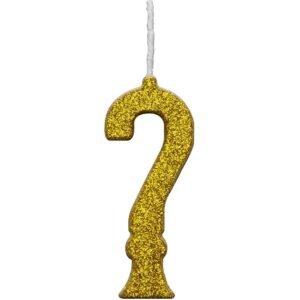 VELA PARABENS GLITTER DOURADA INTERROGACAO REGINA