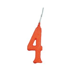 VELA PARABENS GLITTER NEON LARANJA N.4 REGINA