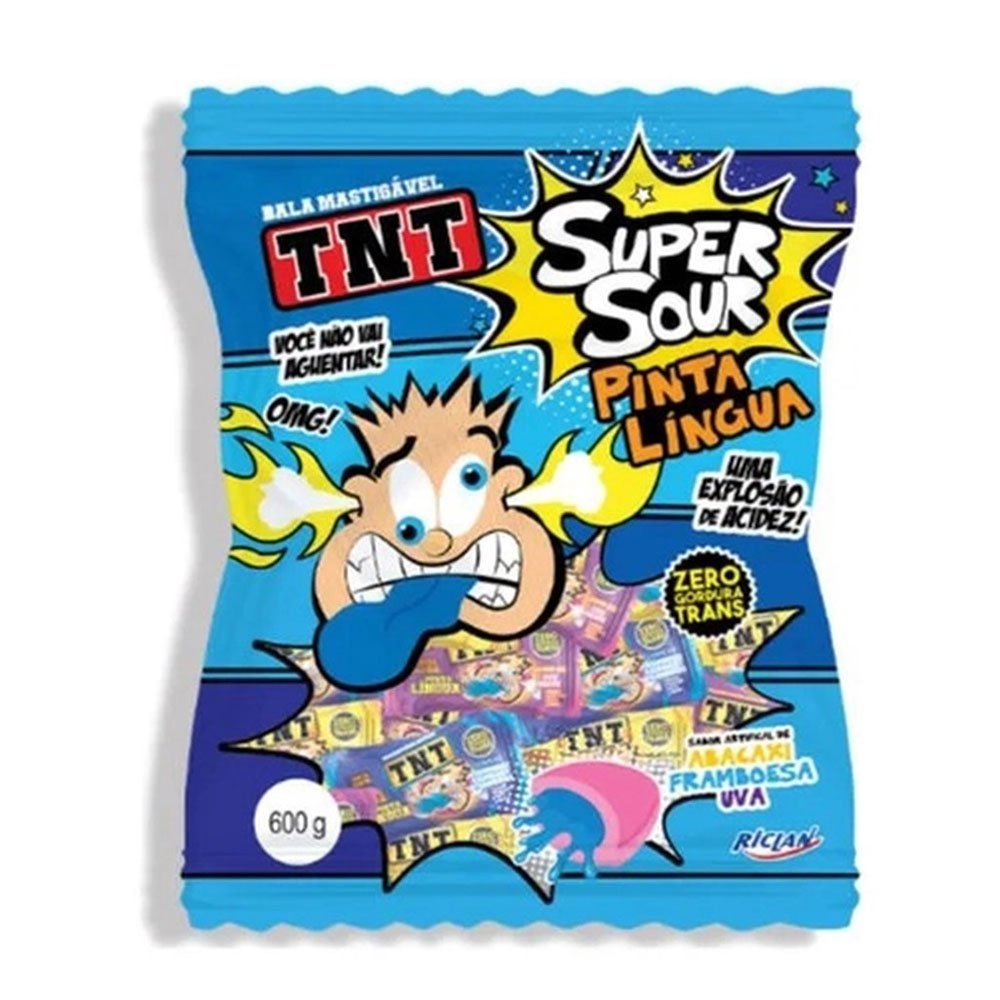 BALA RECHEADA PINTA A LINGUA SORTIDA 600G RICLAN