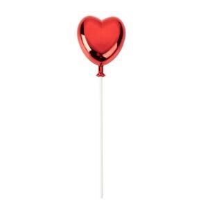 TOPO DE BOLO CORACAO VERMELHO SILVER