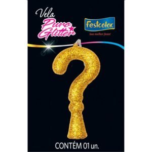 VELA PURO GLITTER DOURADA INTERROG UN FESTCOLOR