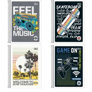 CADERNO ESPIRAL  1X1 80FL MASCULINO TILIBRA