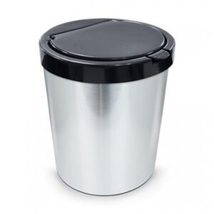 LIXEIRA 10LT METAL INOX C/TAMPA ARQPLAST